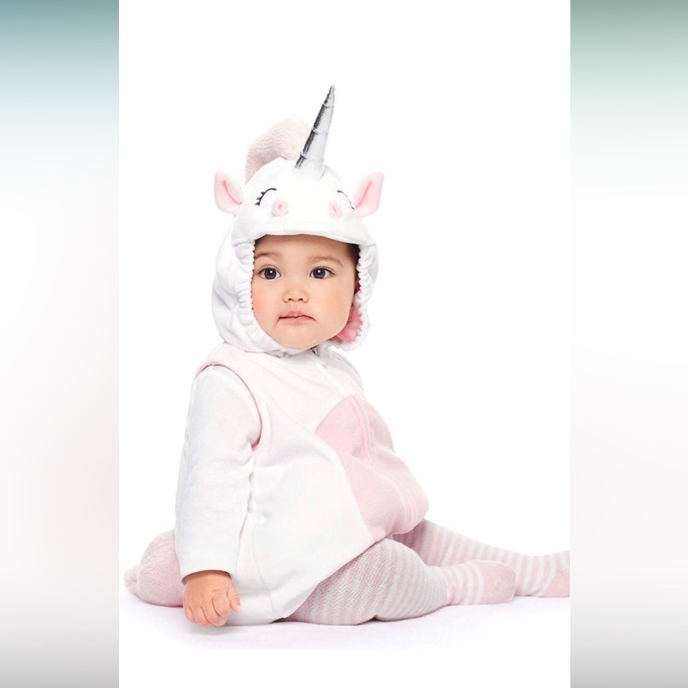 Carter's White and Pink Unicorn Hooded Baby Costume